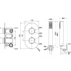 Holly Concealed Shower Valve, Fixed Shower Head & Handset