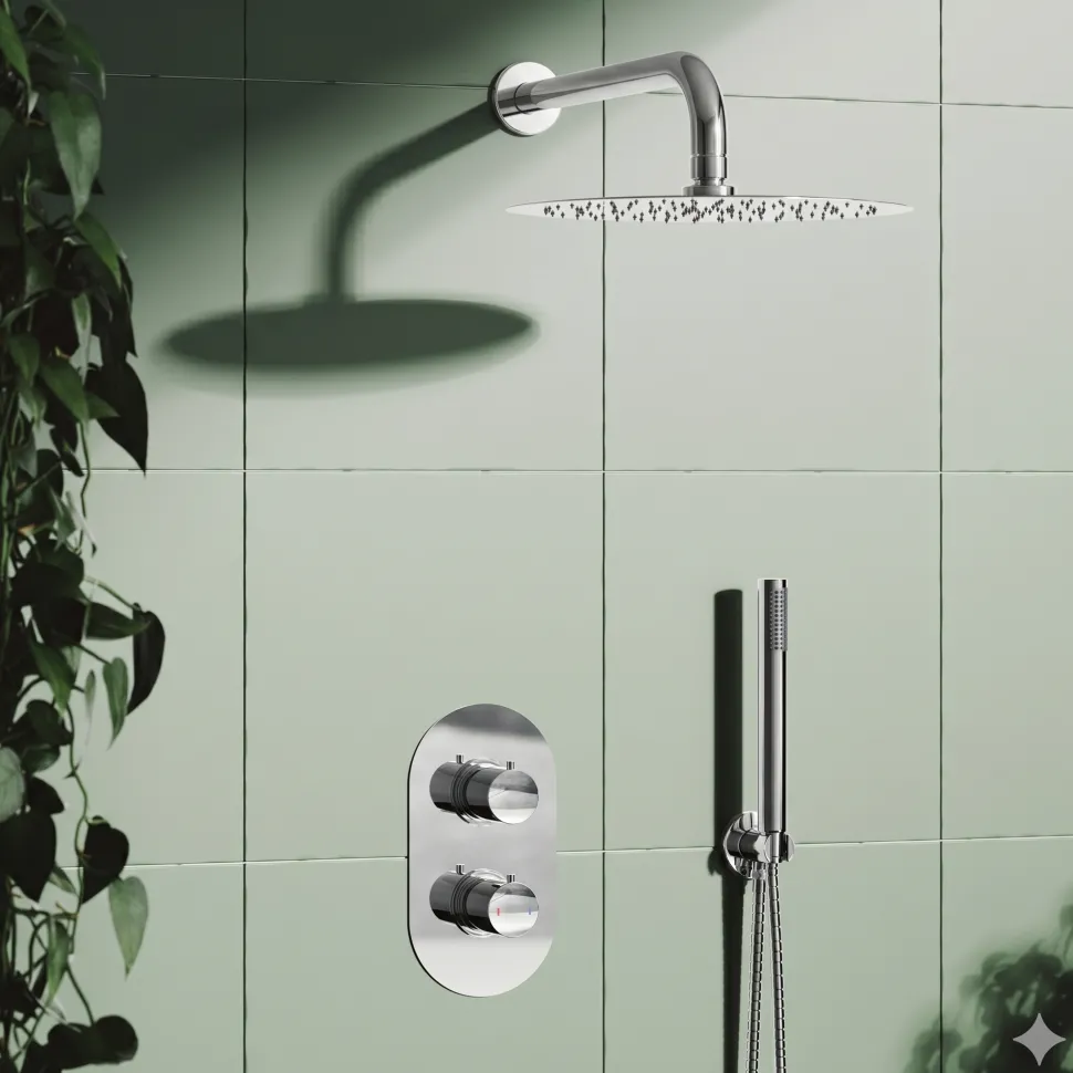 Holly Concealed Shower Valve, Fixed Shower Head & Handset