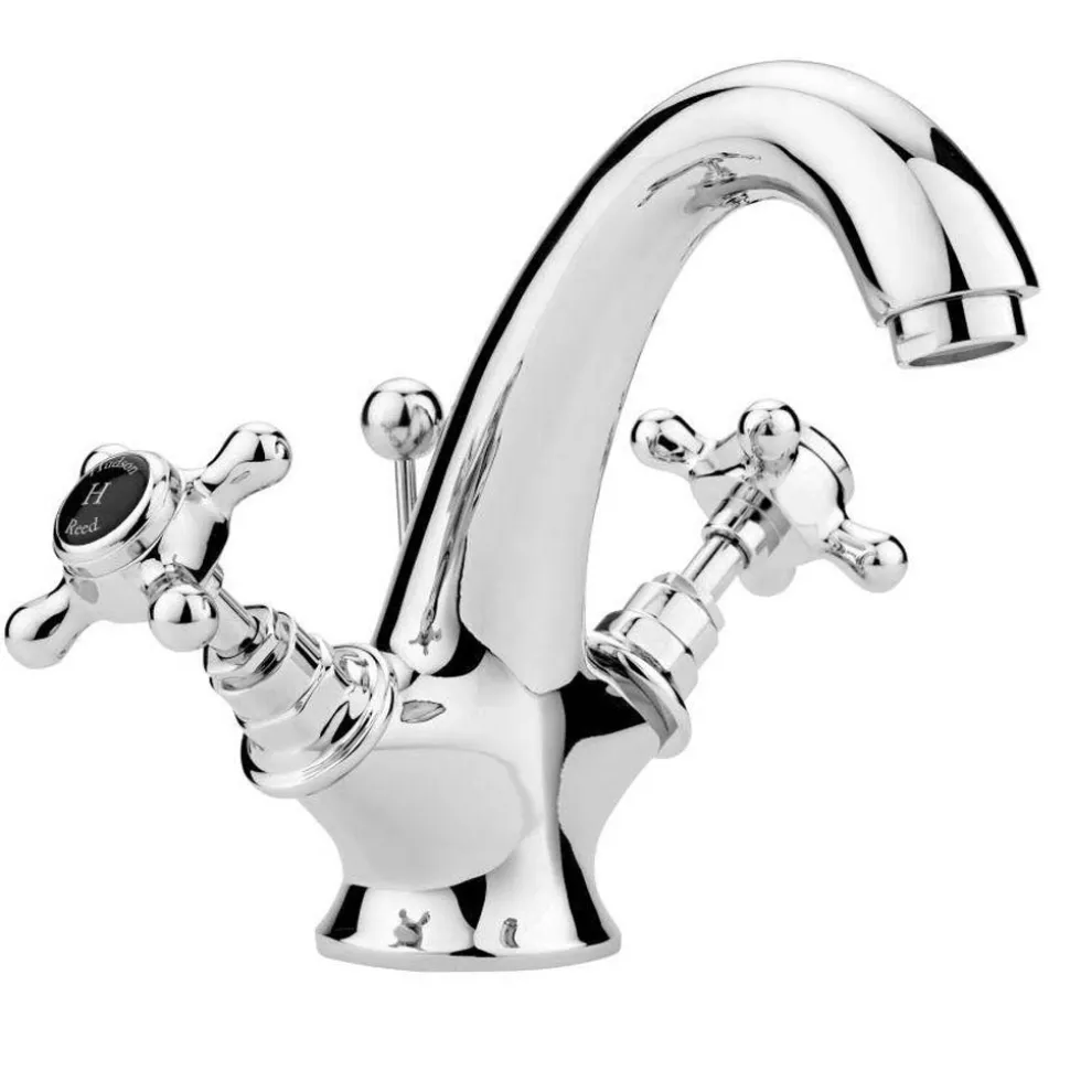 Hudson Reed Black Topaz Crosshead Mono Basin Mixer with Pop-Up Waste
