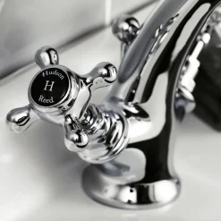 Hudson Reed Black Topaz Crosshead Mono Basin Mixer with Pop-Up Waste
