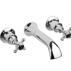 Hudson Reed Black Topaz Crosshead Bath Spout With Hexagonal Collars - Chrome/Black