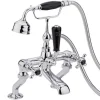 Hudson Reed Black Topaz Crosshead Deck Mounted Bath Shower Mixer with Handset Kit & Hexagonal Collar