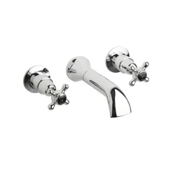 Hudson Reed Black Topaz Crosshead Bath Spout With Dome Collars - Chrome/Black