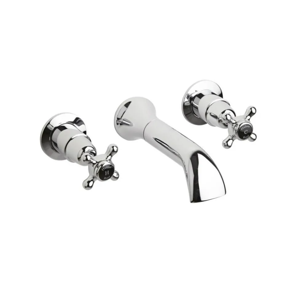 Hudson Reed Black Topaz Crosshead Bath Spout With Dome Collars - Chrome/Black