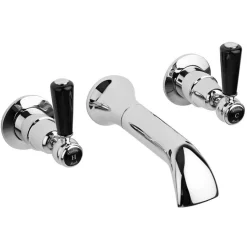 Hudson Reed Black Topaz Lever Bath Spout With Dome Collars - Chrome/Black