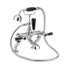 Hudson Reed Black Topaz Lever Deck Mounted Bath Shower Mixer with Handset Kit & Hexagonal Collars
