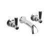 Hudson Reed Black Topaz Lever Bath Spout With Hexagonal Collars - Chrome/Black