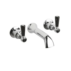 Hudson Reed Black Topaz Lever Bath Spout With Hexagonal Collars - Chrome/Black