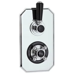 Hudson Reed Black Topaz 2 Outlet Concealed Thermostatic Shower Valve - Chrome/Black