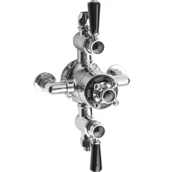 Hudson Reed Black Topaz Triple Exposed Thermostatic Shower Valve - Chrome/Black