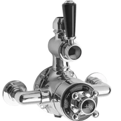 Hudson Reed Black Topaz Twin Exposed Thermostatic Shower Valve - Chrome/Black