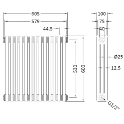 Hudson Reed Colosseum White Triple Column Traditional Radiator
