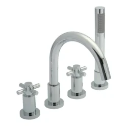 Hudson Reed Tec Crosshead 4 Hole Deck Mounted Bath Shower Mixer with Pull Out Handset
