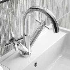 Hudson Reed Tec Crosshead Mono Basin Mixer with Clicker Waste