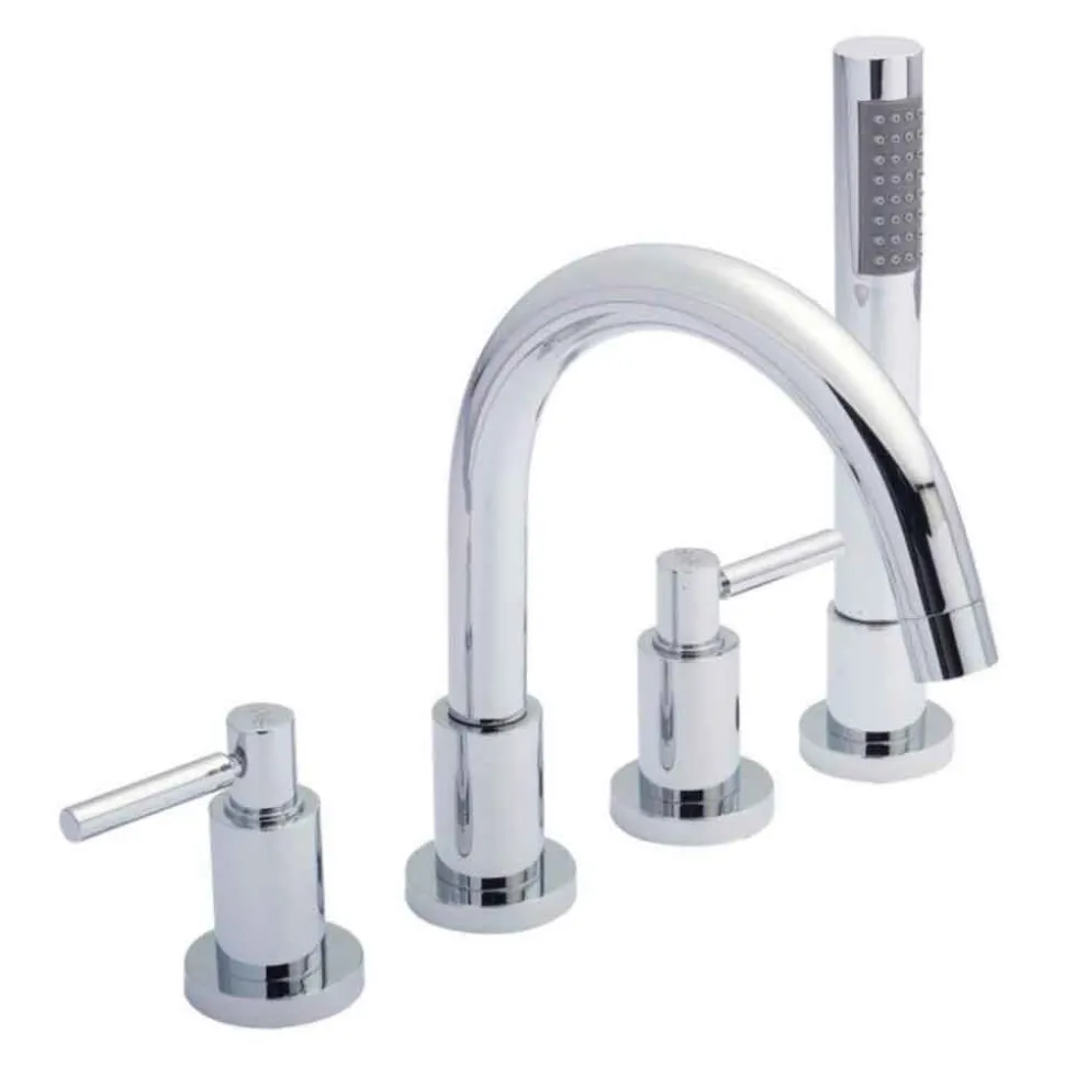 Hudson Reed Tec Lever 4 Hole Deck Mounted Bath Shower Mixer with Pull Out Handset