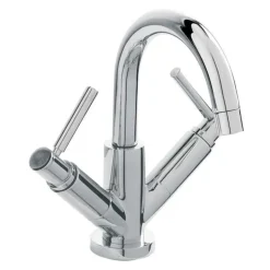 Hudson Reed Tec Twin Lever Mono Basin Mixer Tap & Waste