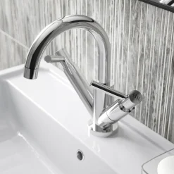 Hudson Reed Tec Twin Lever Mono Basin Mixer Tap & Waste