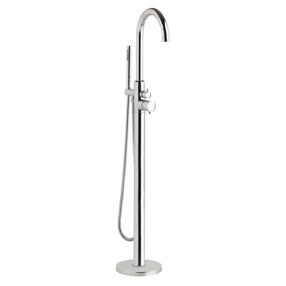 Hudson Reed Thermostatic Single Lever Floor Standing Bath Shower Mixer With Shower Handset and Hose