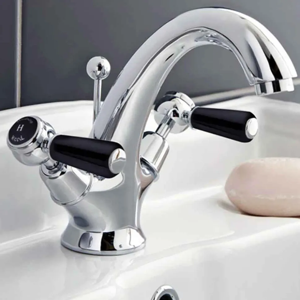 Hudson Reed Topaz Black Lever Mono Basin Mixer with Pop-Up Waste