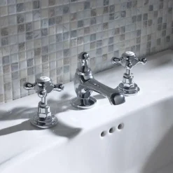 Hudson Reed Topaz 3 Hole Basin Mixer with Pop-Up Waste