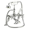 Hudson Reed White Topaz Crosshead Deck Mounted Bath Shower Mixer with Handset Kit & Hexagonal Collar