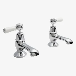 Hudson Reed White Topaz Lever Bath Pillar Taps