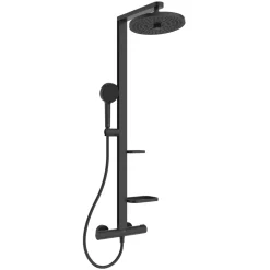Ideal Standard Ceratherm Alu+ Exposed Thermostatic Shower Kit with Multi-Function Shower Head, Handset & 2 Shelves