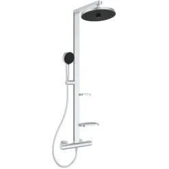 Ideal Standard Ceratherm Alu+ Exposed Thermostatic Shower Kit with Multi-Function Shower Head, Handset & 2 Shelves
