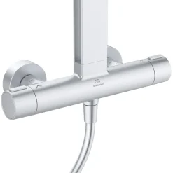 Ideal Standard Ceratherm Alu+ Exposed Thermostatic Shower Kit with Multi-Function Shower Head, Handset & 2 Shelves