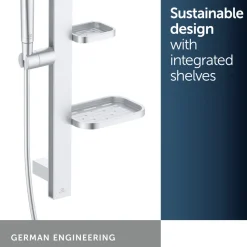 Ideal Standard Idealrain Alu+ Shower Rail Kit with Multi-Function Shower Handset & 2 Shelves