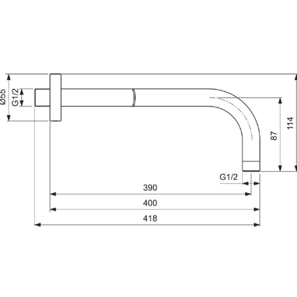 Ideal Standard Idealrain Round Fixed 400mm Wall Shower Arm