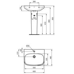 Ideal Standard i.life A Basin & Pedestal