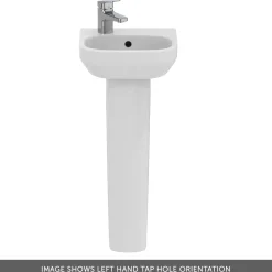 Ideal Standard i.life A 350mm Cloakroom Basin & Pedestal - Left or Right Hand Tap Hole