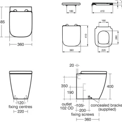Ideal Standard i.life S Compact Back To Wall Rimless Toilet with Soft Close Seat