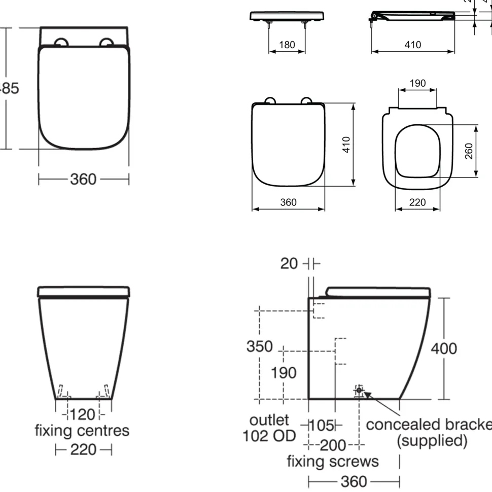 Ideal Standard i.life S Compact Back To Wall Rimless Toilet with Soft Close Seat
