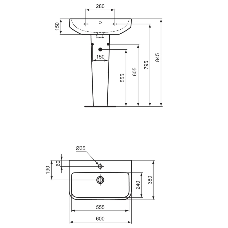Ideal Standard i.life S Compact Basin & Pedestal