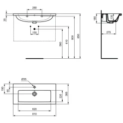 Ideal Standard i.Life S Compact Wall Mounted Basin & Fixing Kit