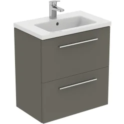 Ideal Standard i.life S 600mm Wall Mounted 2 Drawer Compact Vanity Unit & Basin