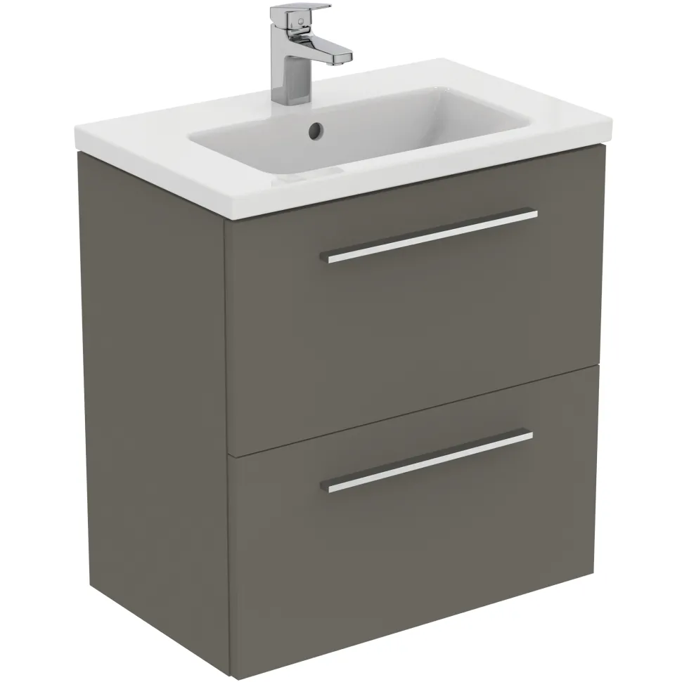 Ideal Standard i.life S 600mm Wall Mounted 2 Drawer Compact Vanity Unit & Basin