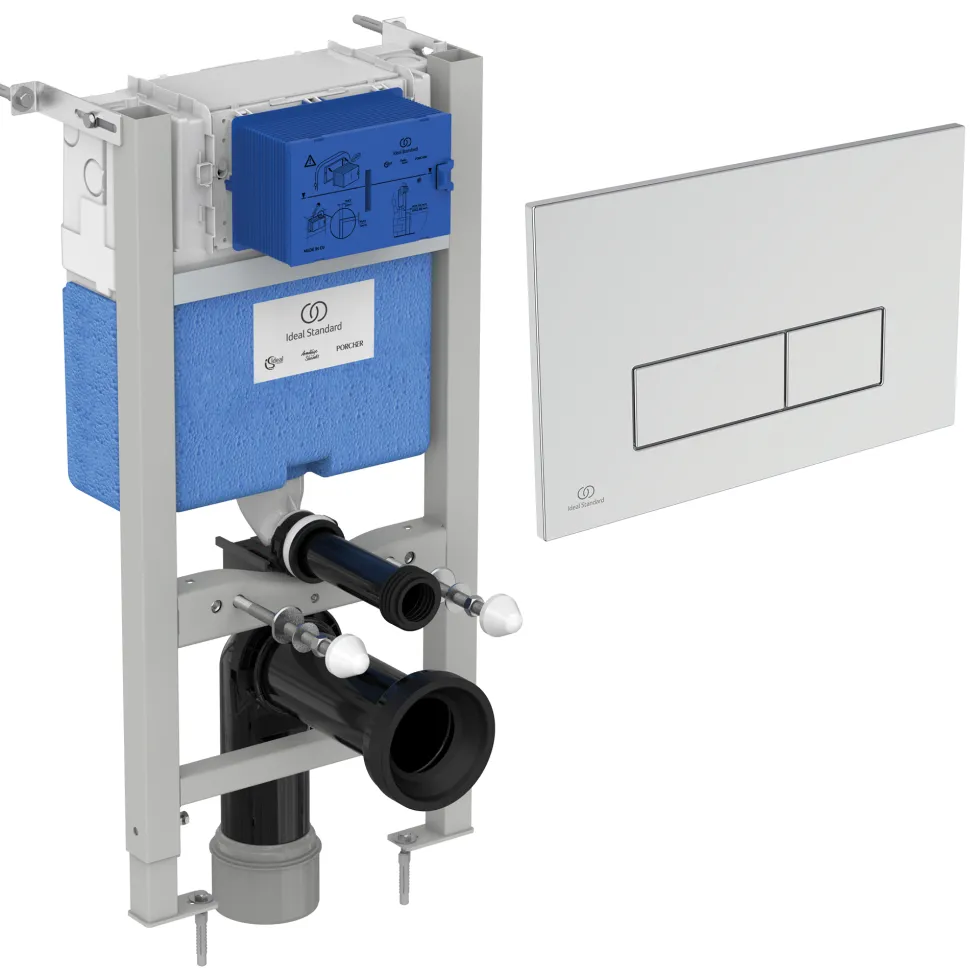 Ideal Standard ProSys WRAS Approved Wall Hung 820mm WC Frame, Concealed Cistern & Chrome Dual Flush Plate
