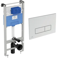 Ideal Standard ProSys WRAS Approved Wall Hung 1150mm WC Frame, Concealed Cistern & Chrome Dual Flush Plate