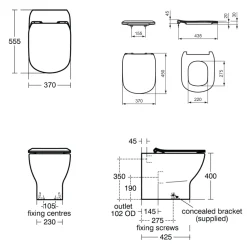 Ideal Standard Tesi Back to Wall Toilet with Aquablade® Flush Technology & Soft Close Seat
