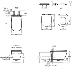 Ideal Standard Tesi Wall Hung Toilet with Aquablade® Flush Technology & Soft Close Seat