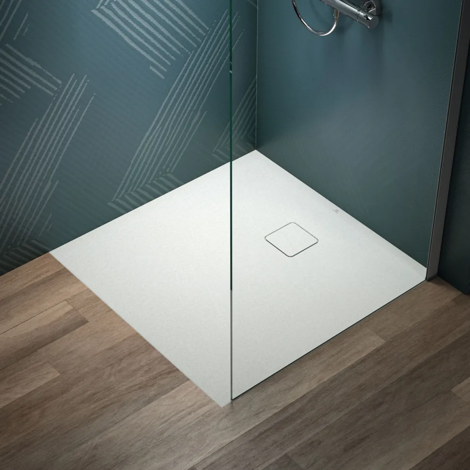 Ideal Standard Ultra Flat Evo Square Anti-Slip Acrylic Shower Tray with Offset Waste - 4 Sizes