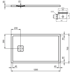 Ideal Standard Ultra Flat Evo Rectangular Anti-Slip Acrylic Shower Tray with End Waste - 5 Sizes
