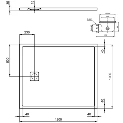 Ideal Standard Ultra Flat Evo Rectangular Anti-Slip Acrylic Shower Tray with End Waste - 5 Sizes