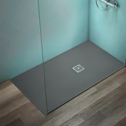 Ideal Standard Ultra Flat S+ Concrete Grey Rectangular Anti-Slip Stone Resin Shower Tray - 7 Sizes