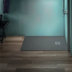 Ideal Standard Ultra Flat S+ Concrete Grey Rectangular Anti-Slip Stone Resin Shower Tray - 7 Sizes
