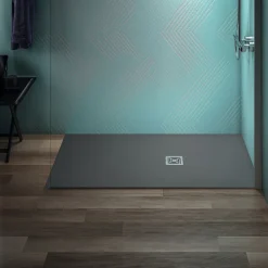 Ideal Standard Ultra Flat S+ Concrete Grey Rectangular Anti-Slip Stone Resin Shower Tray - 7 Sizes