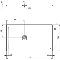 Ideal Standard Ultra Flat S+ Concrete Grey Rectangular Anti-Slip Stone Resin Shower Tray - 7 Sizes